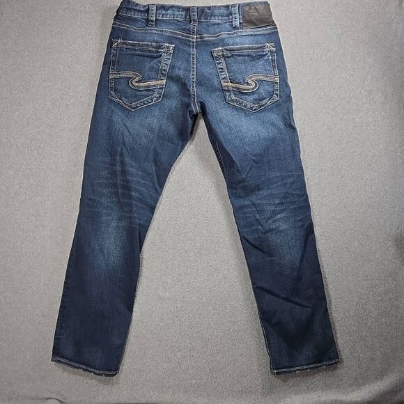 Silver Jeans Eddie 34x32 Taper Leg Relax Fit Distressed faded - Picture 6 of 12